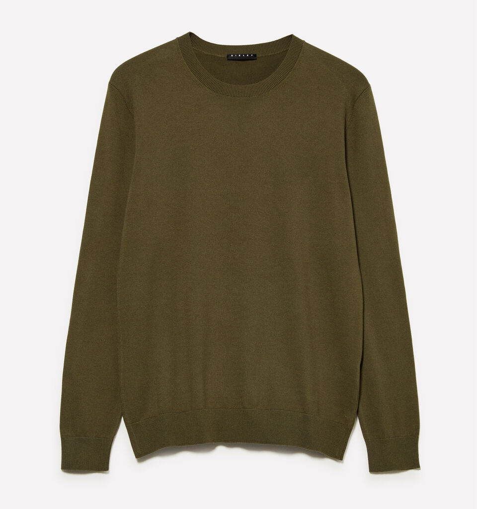 Camisola de gola redonda verde-oliva - camisolas gola redonda para homem - Verde Militar | Sisley image number 1